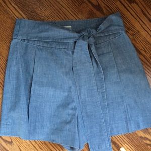 J Crew NWT tie waist chambray shorts